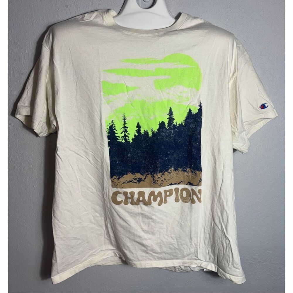 Champion Classic T-Shirt Mountains Graphic Size 2XL XXL Beige Cream